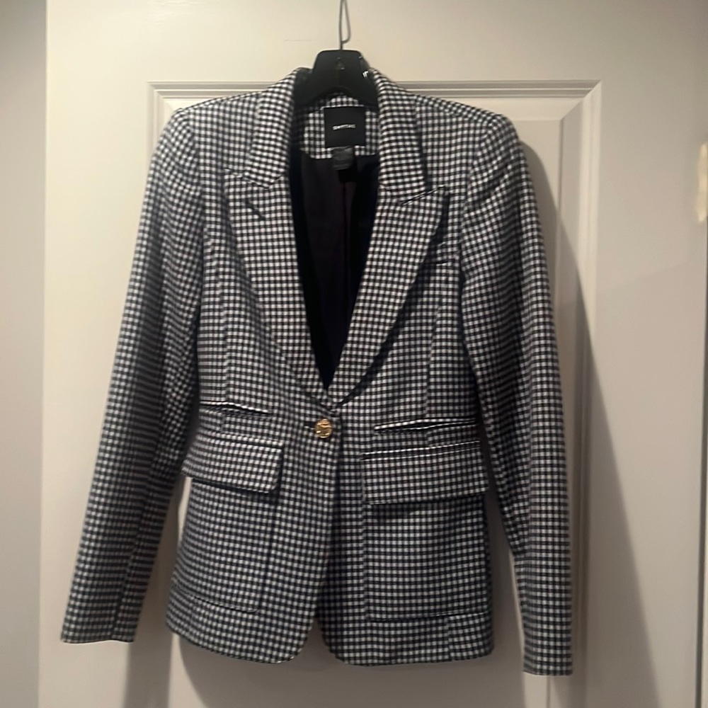Smythe navy/white checkered blazer, Size 2